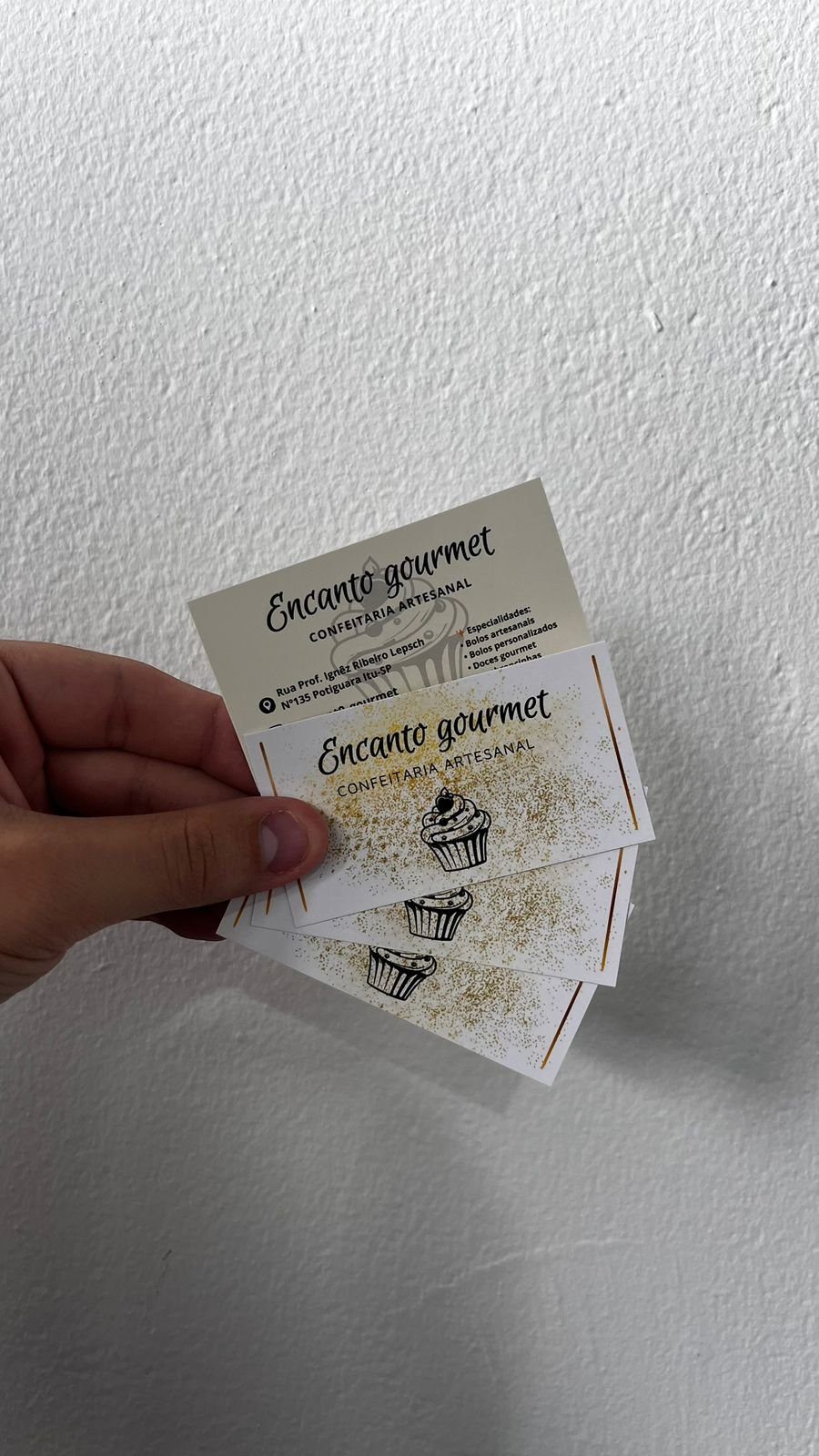 Cartões de visita da Encanto Gourmet